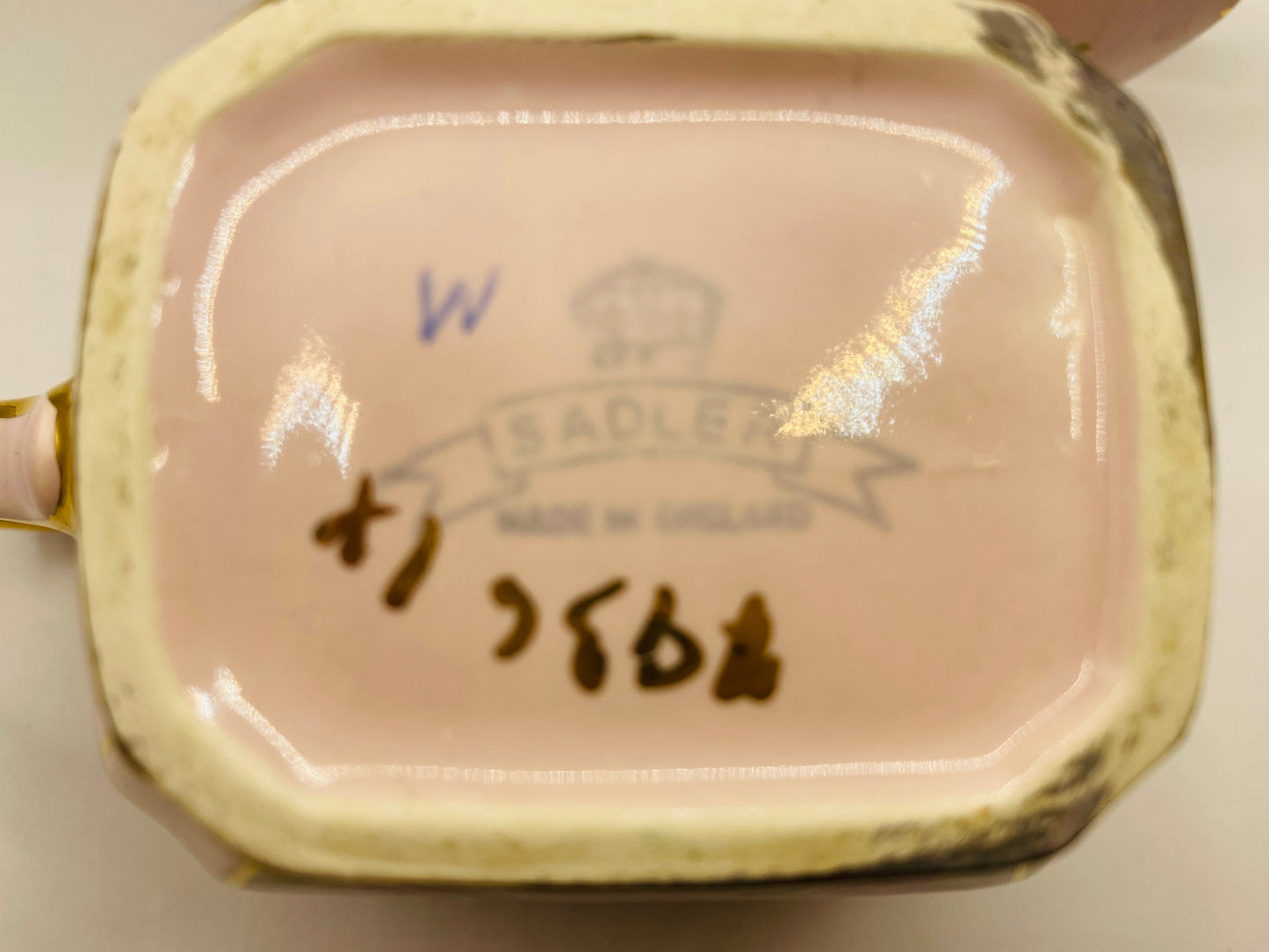 Sadler Pink Cube Ditzy Rose 3 Piece Teapot Set with the rarer 6 ditzy rose bud cube side