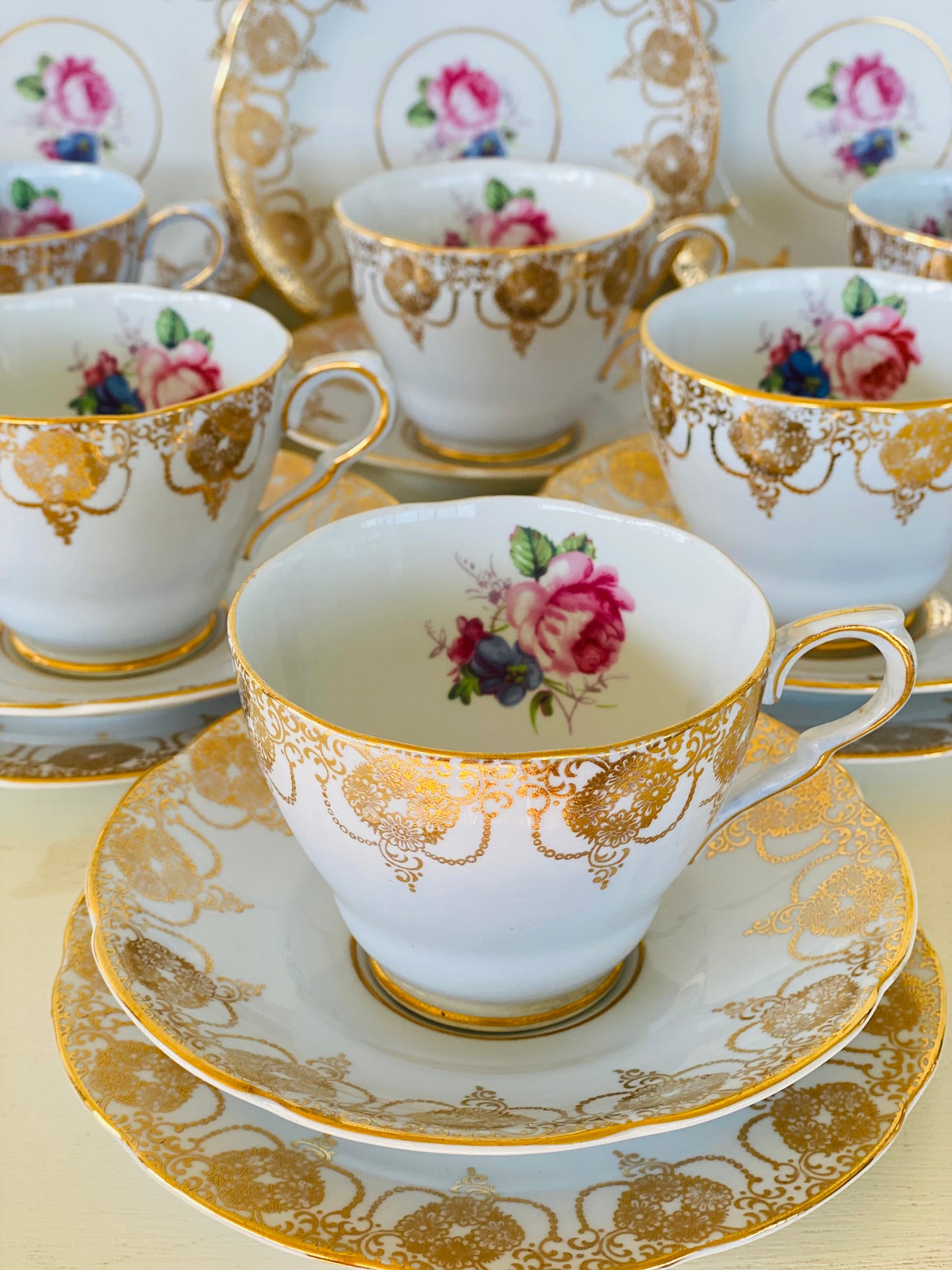 Collingwoods Tea Set Pastel Blue Pink Roses