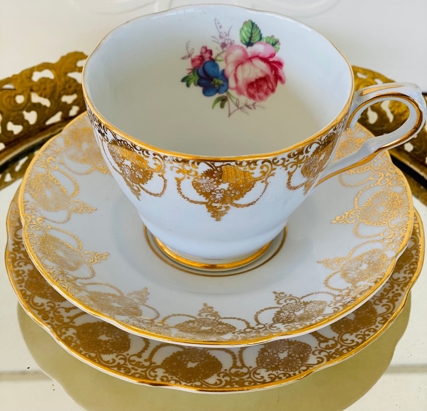 Collingwoods Tea Set Pastel Blue Pink Roses