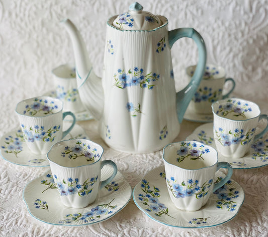 Shelley Blue Rock Coffee Set Dainty Shape