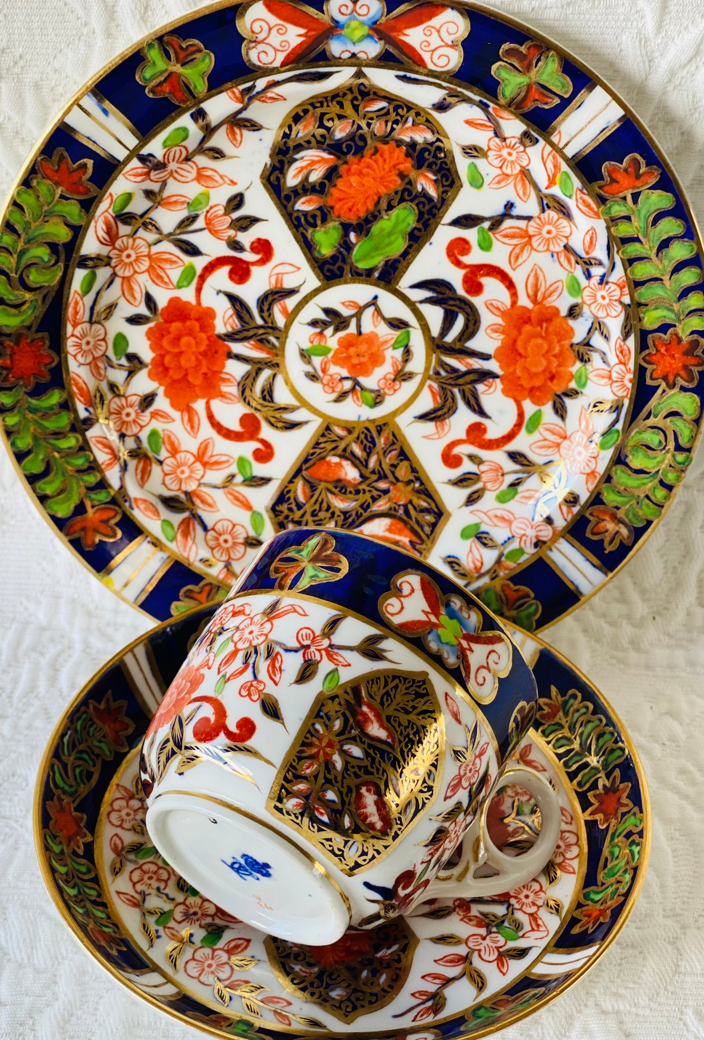 Antique Imari Royal Crown Derby Trio Late 19th Century c1877-1890. Osmaston Road Factory